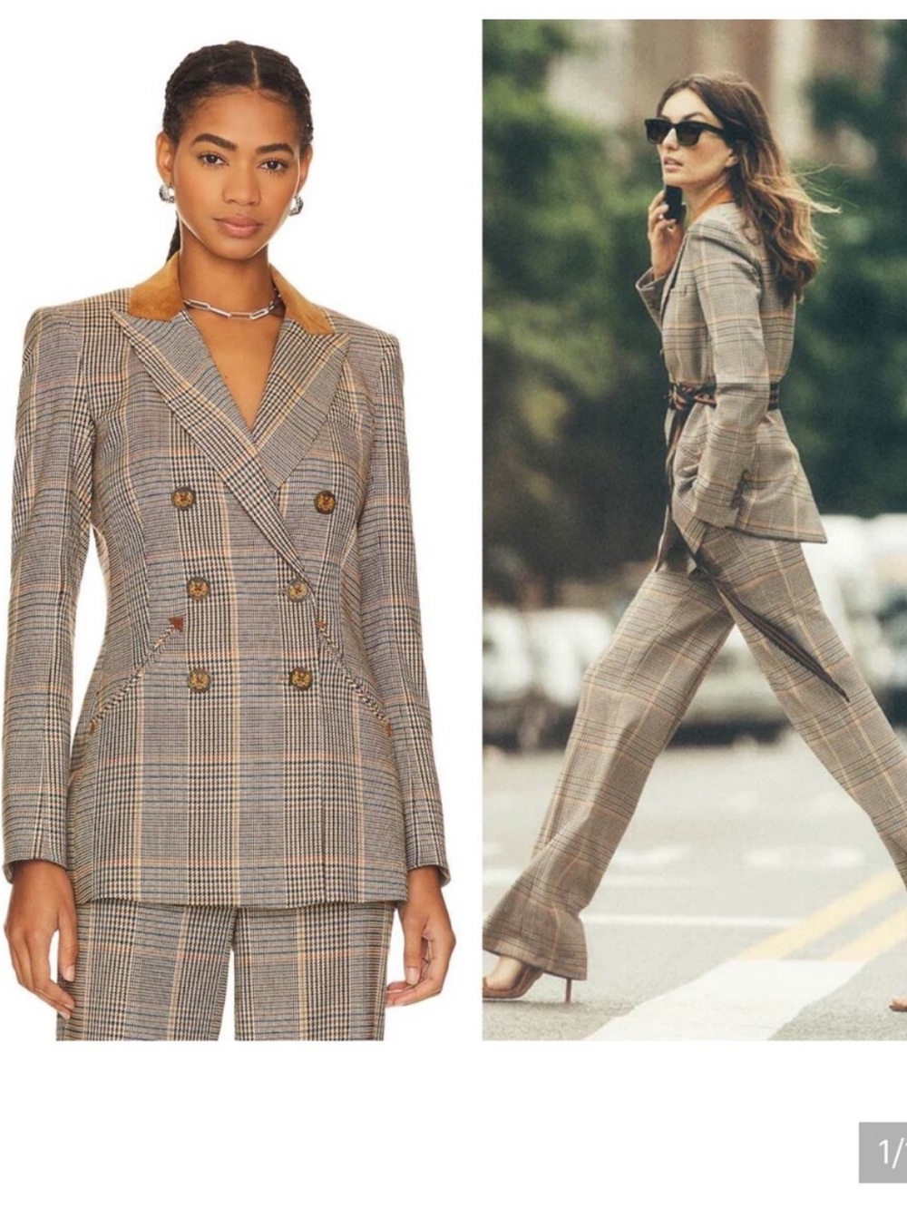 $798 Veronica Beard Elvana plaid Miller Dickey jacket Suede Collar sz 8